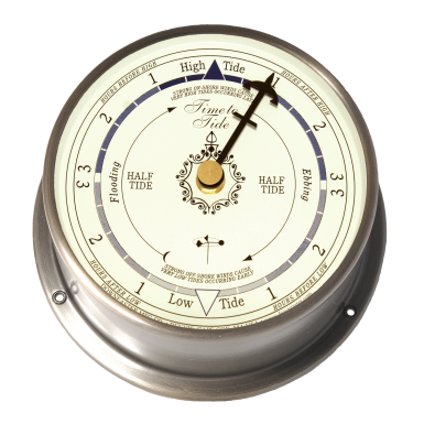 Downeaster Tide Clock, White Face, Nickel Case
